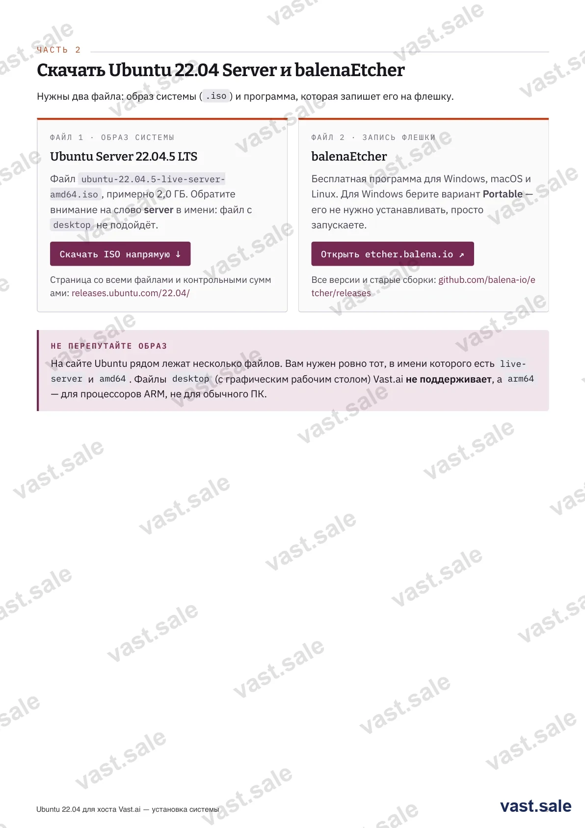 Два файла: образ Ubuntu Server и balenaEtcher