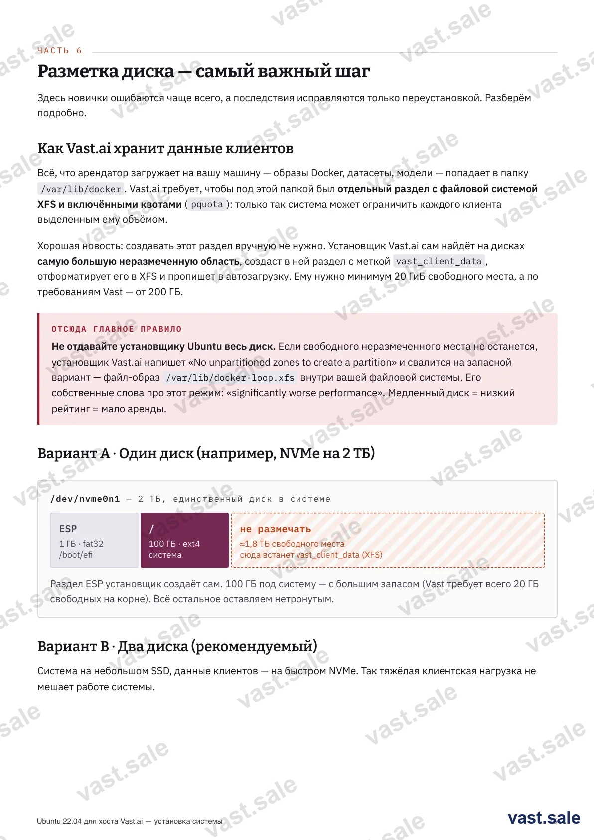 Как Vast хранит данные и раскладки для одного и двух дисков